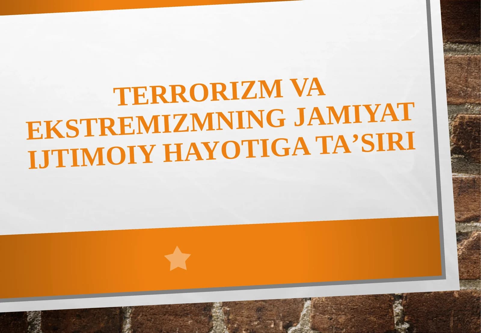 Terrorizm va ekstremizmning jamiyat ijtimoiy hayotiga ta'siri