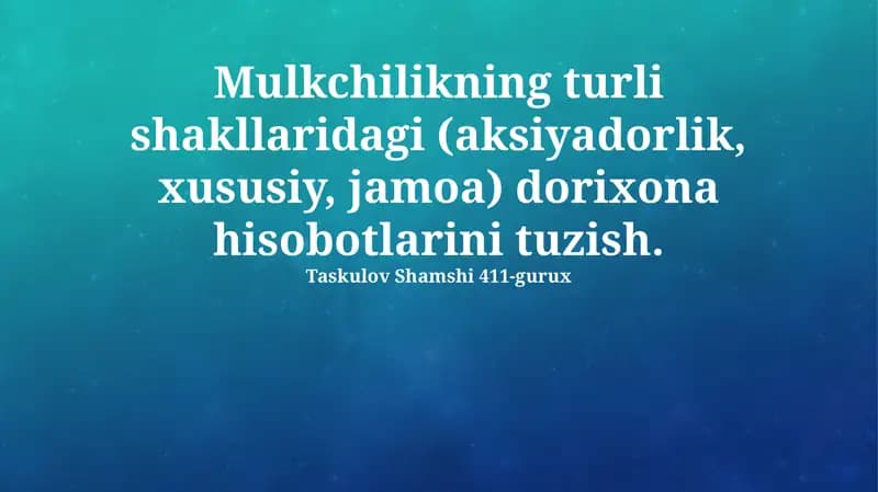 Farmatsevtika hisobotlari