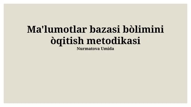 Zamonaviy Yondashuvlar va Texnologiyalar