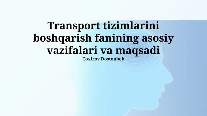 Transport Tizimlarini Boshqarishning Asosiy Vazifalari