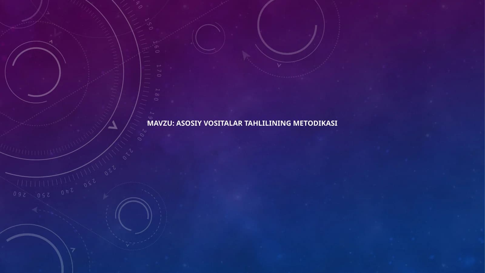 Asosiy vositalar tahlilining metodikasi