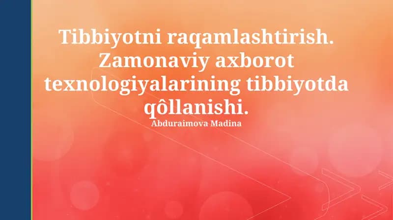 Tibbiyotda katta ma'lumotlar tahlili