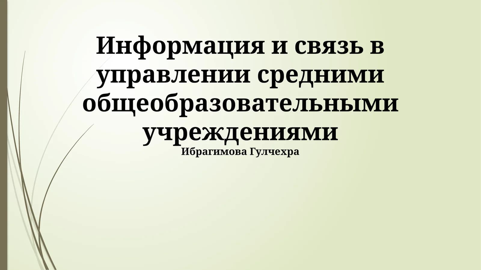 Информация и связь в управлении средними общеобразовательными учреждениями