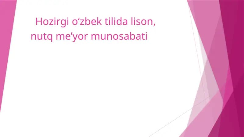 Hozirgi o‘zbek tilida lison,  nutq me’yor munosabati