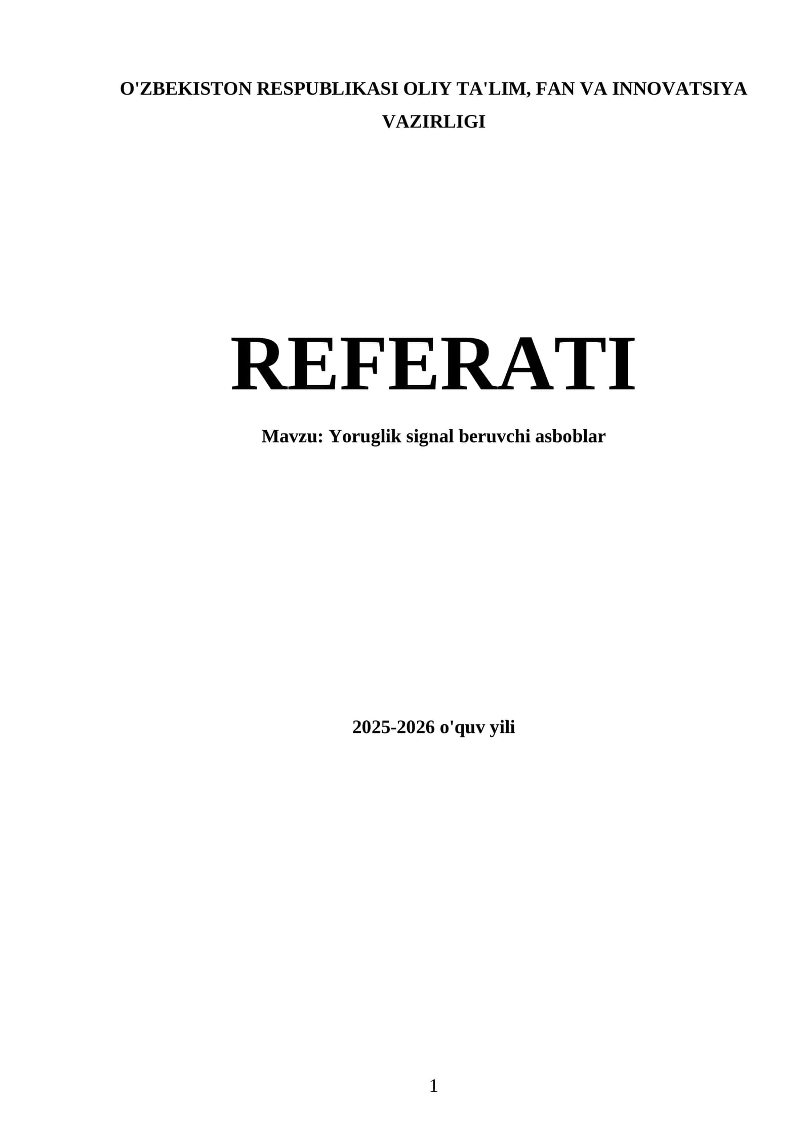 Yoruglik signal beruvchi asboblar