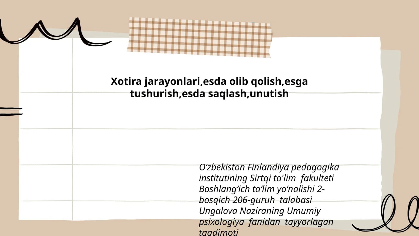 Umumiy psixologiya fanidan tayyorlagan taqdimoti