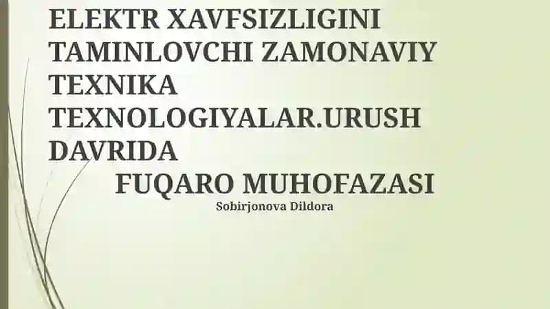 Urush Vaqtidagi Fuqaro Muhofazasi: Elektr Xavfsizligi