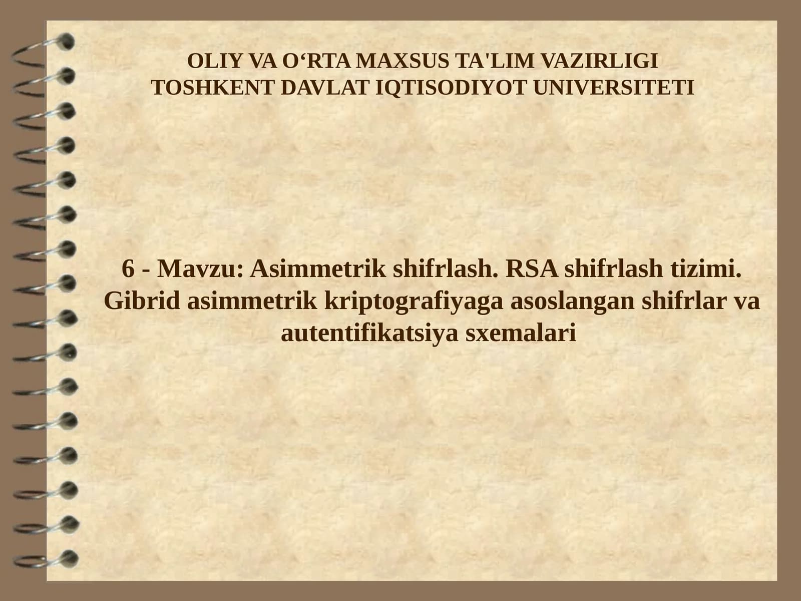 Asimmetrik shifrlash. RSA shifrlash tizimi