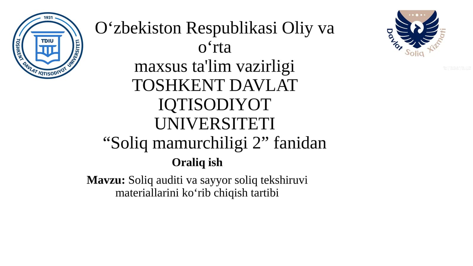 Soliq audit va sayyor soliq tekshiruv materiallarini koʻrib chiqish tartibi