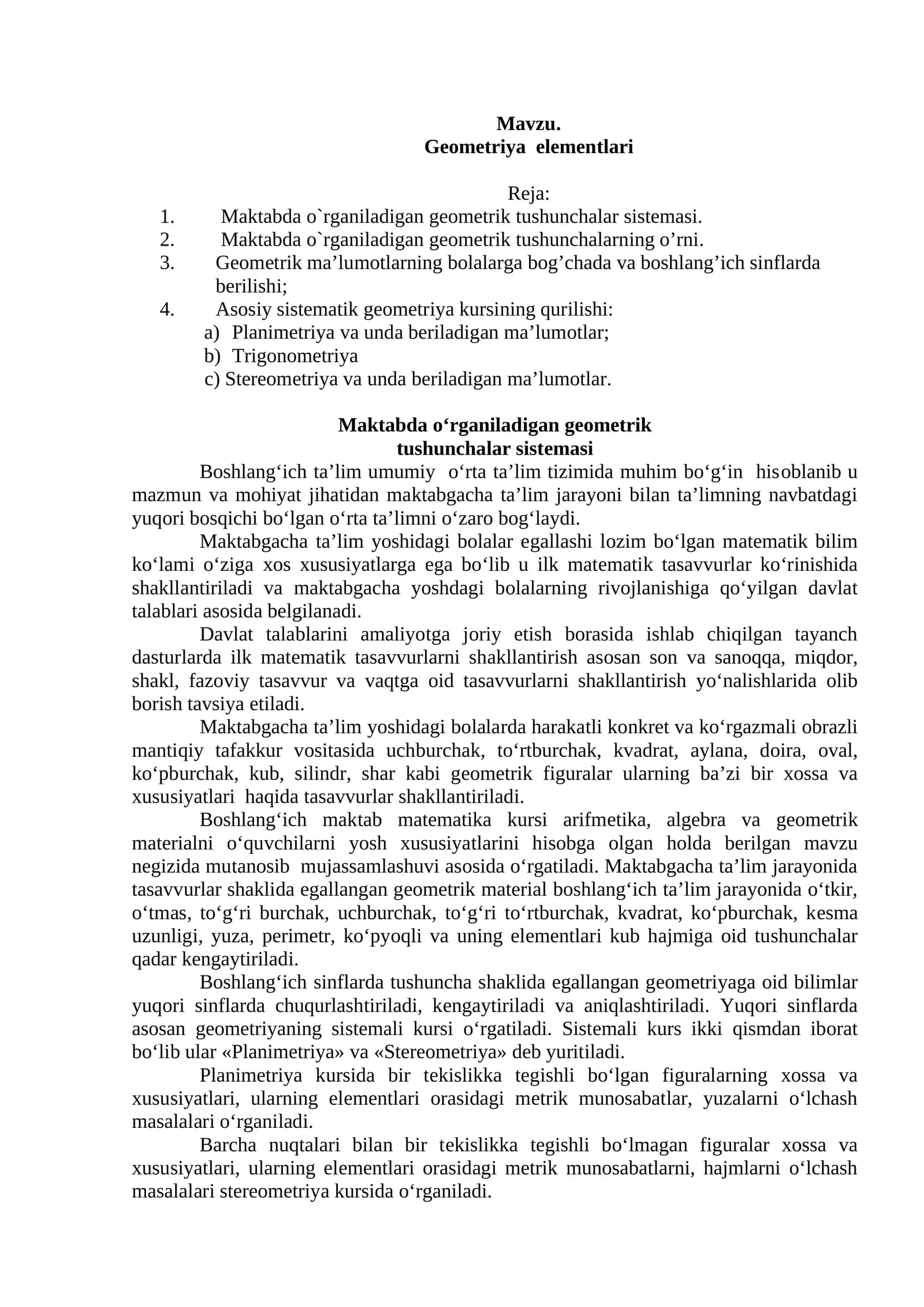 Geometriya elementlari