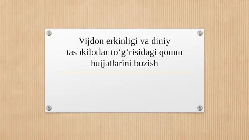 Vijdon erkinligi va diniy tashkilotlar toʻgʻrisidagi qonun hujjatlarini buzish