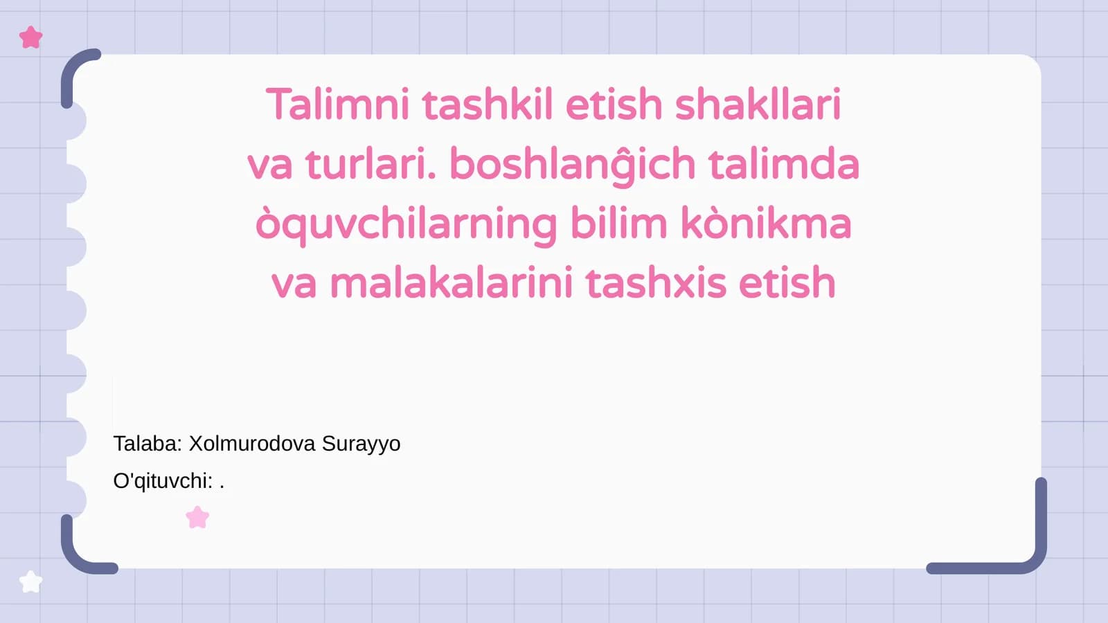 Talimni tashkil etish shakllari