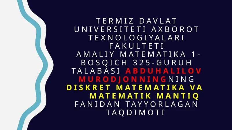 Discrete Mathematics and Mathematical Logic