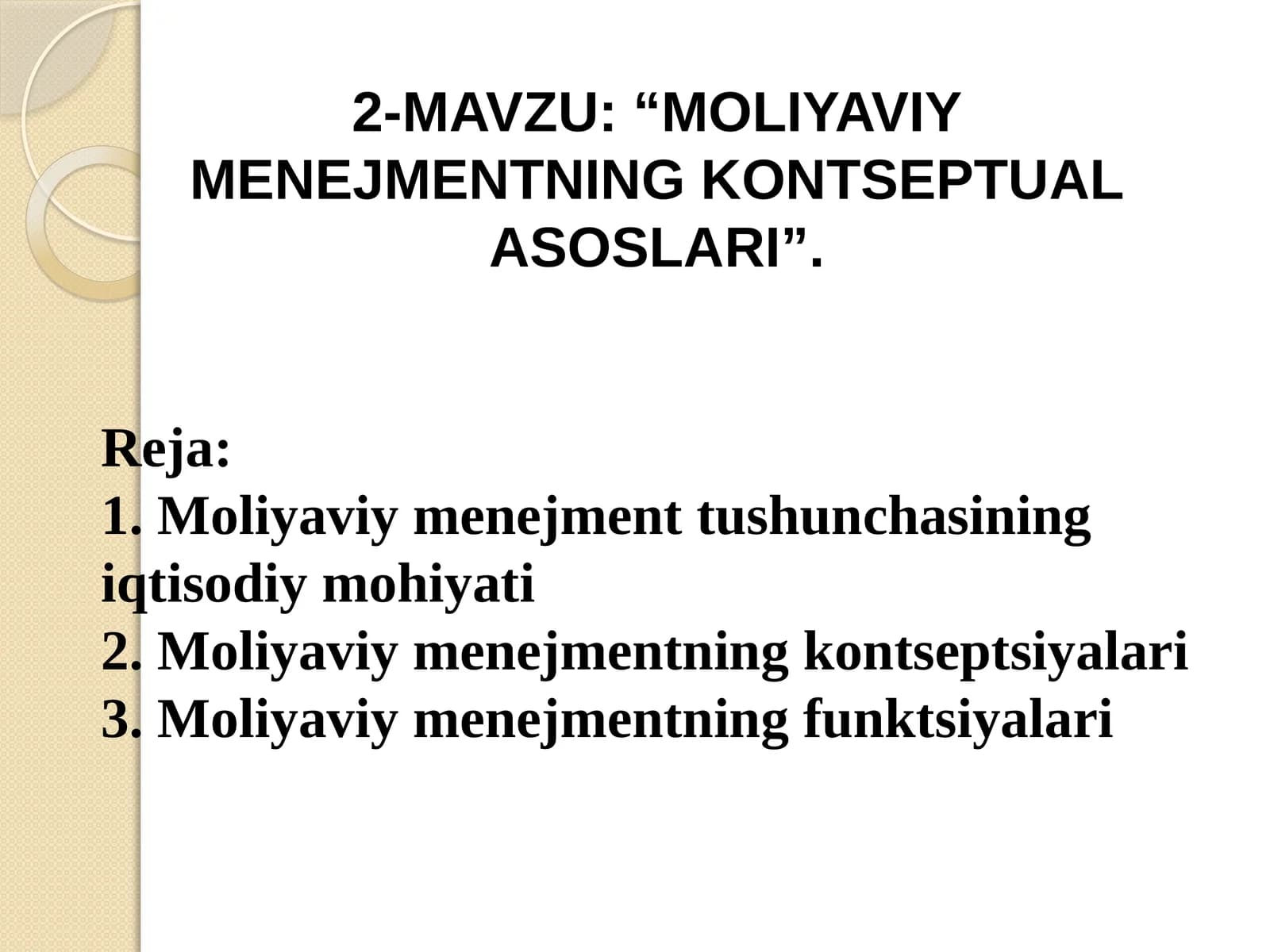 "Moliyaviy menejmentning kontseptual asoslari"