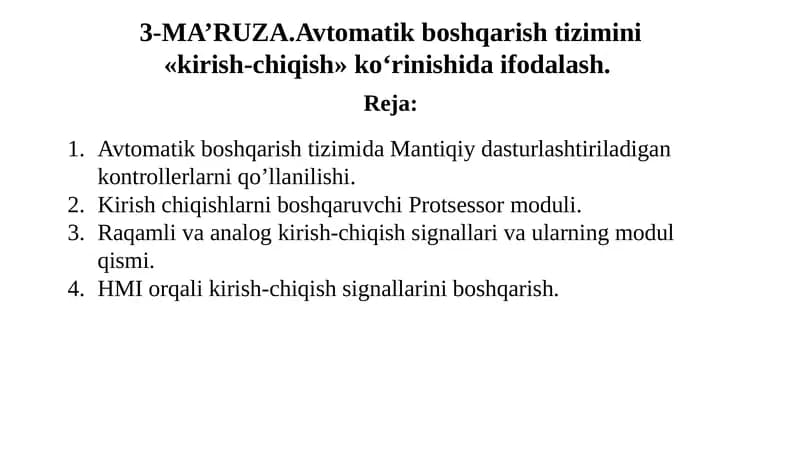Avtomatik boshqarish tizimi