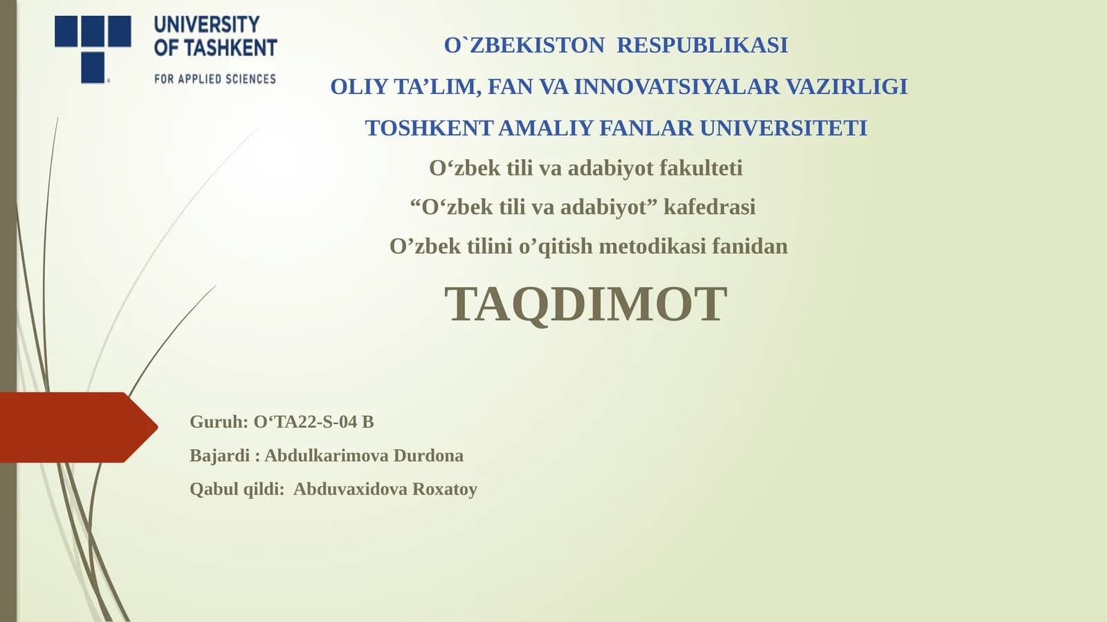 ADABIYOT SABOQLARIDA SHARHLI O’QISH