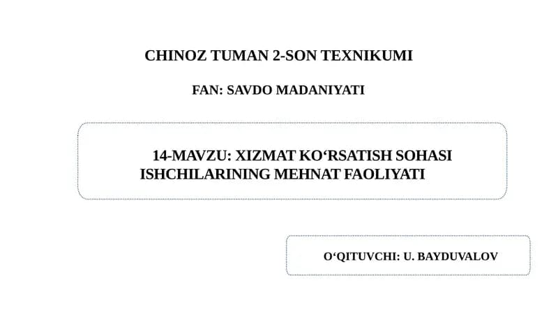 CHINOZ TUMAN 2-SONTEXNIKUMI