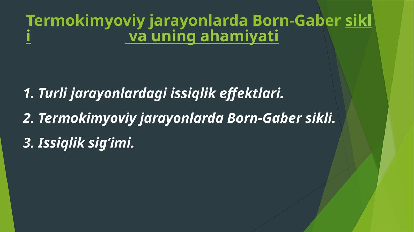 Termokimyoviy jarayonlarda Bor-Gabersikli va uning ahamiyati