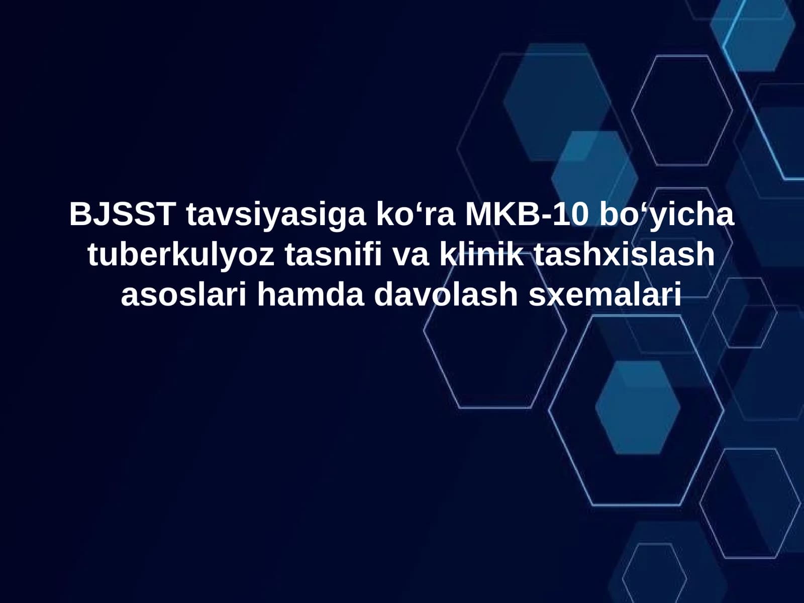 Tuberkulyozning MKB-10 bo‘yicha tasnifi