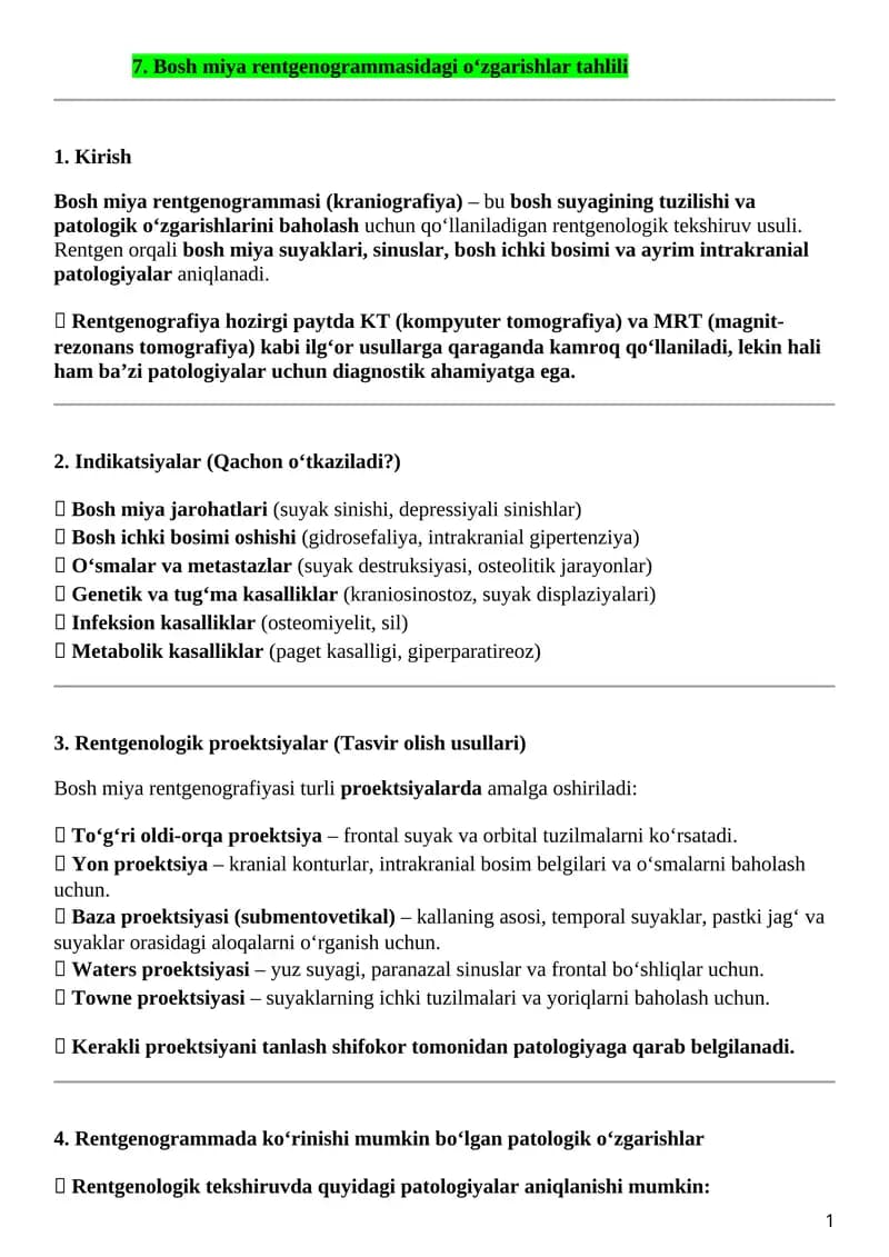Bosh miya rentgenogrammasi