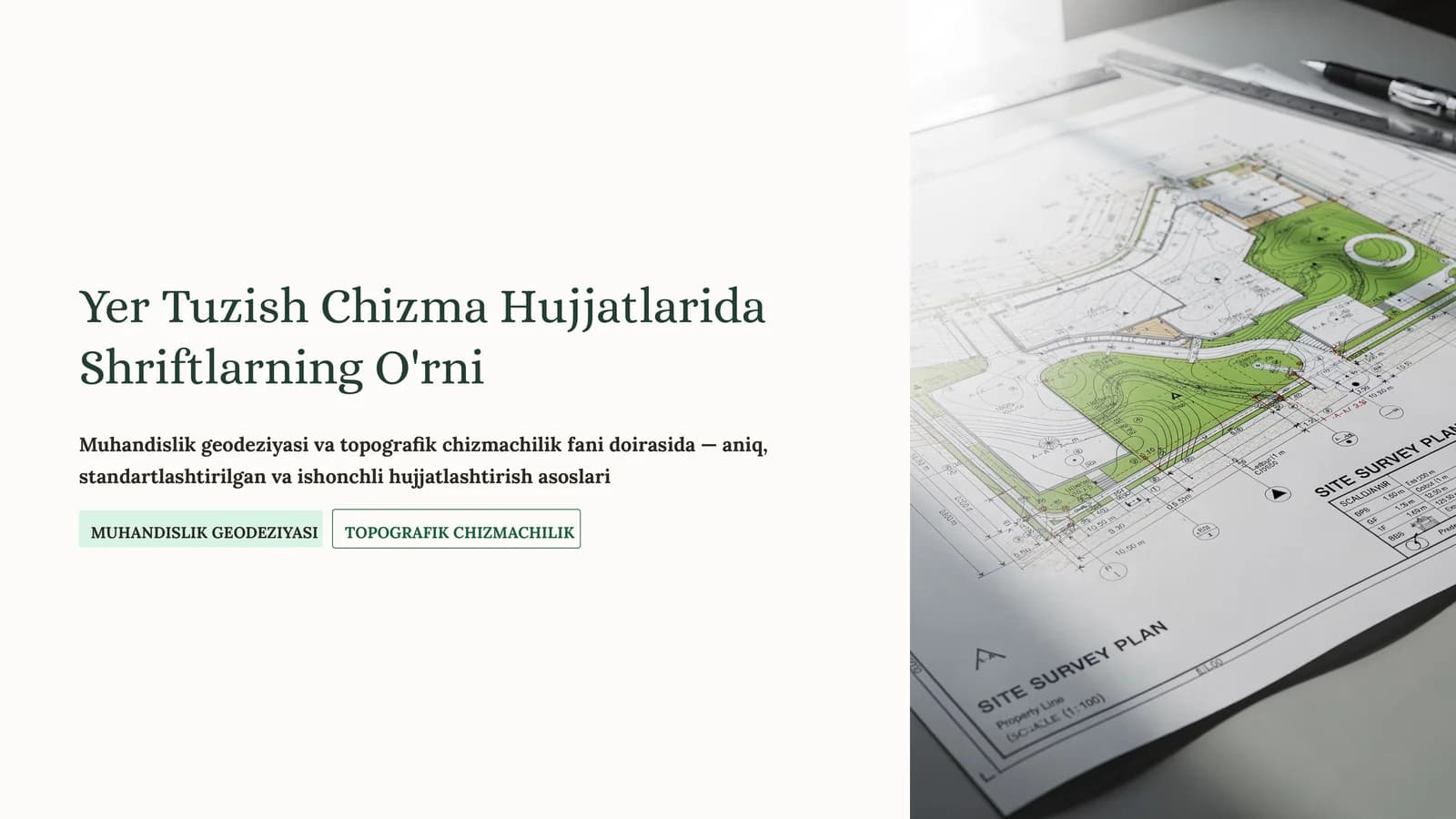 Muhandislik Geodeziyasi va Topografik Chizmachilik Fani Tushunchalari