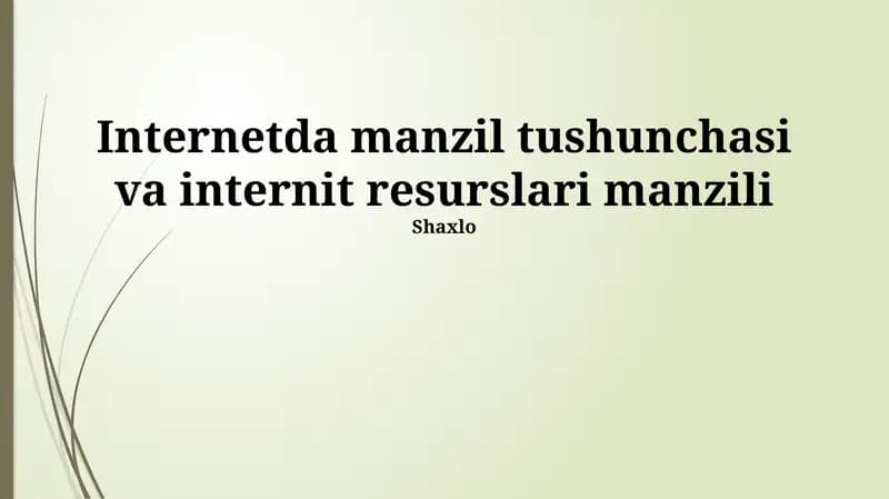 Internetda manzil tushunchasi va internit resurslari manzili