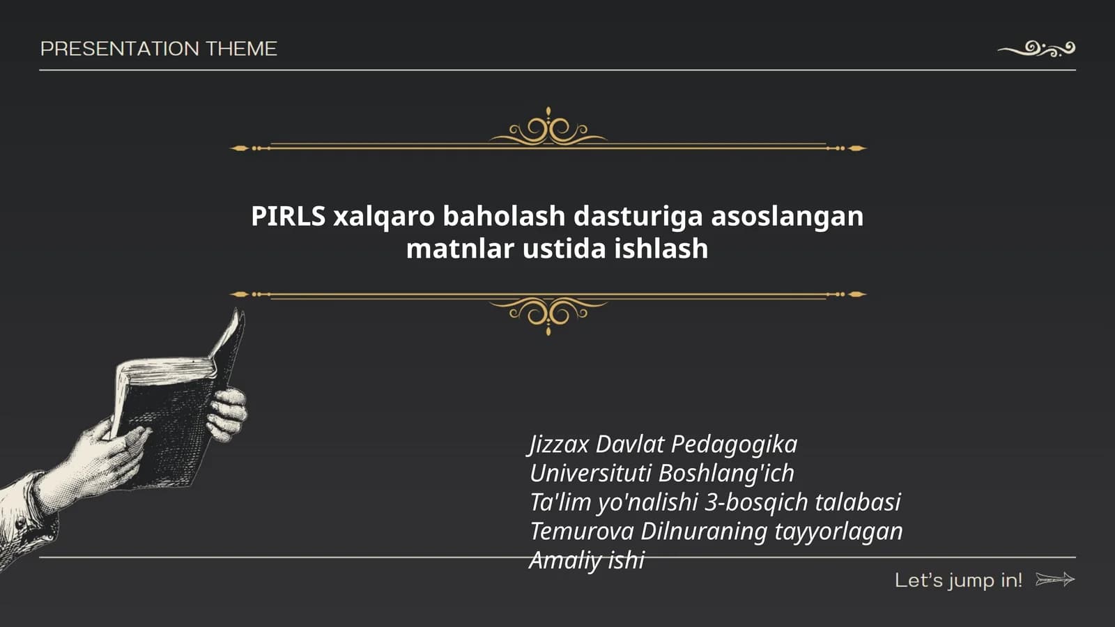 PIRLS xalqaro baholash dasturiga asoslangan matnlar ustida ishlash
