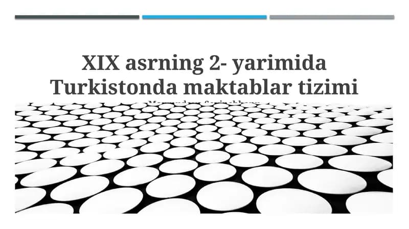 XIX asrning 2- yarimida Turkistonda maktablar tizimi