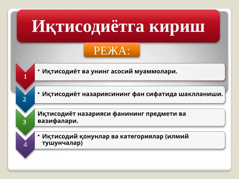 Иқтисодиётга кириш