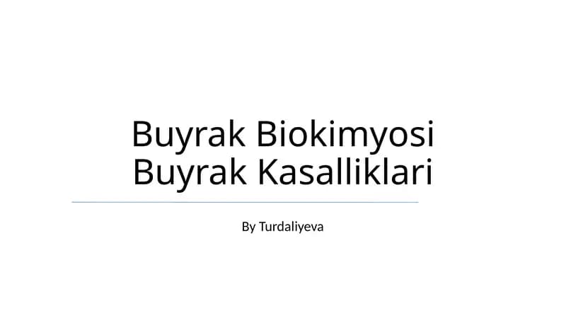 Buyrak Biokimyosi Buyrak Kasalliklari