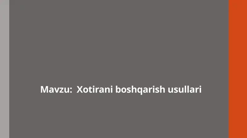 Xotirani boshqarish usullari