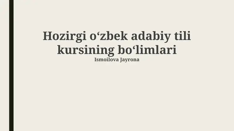 Zamonaviy o'zbek adabiy tili kursi