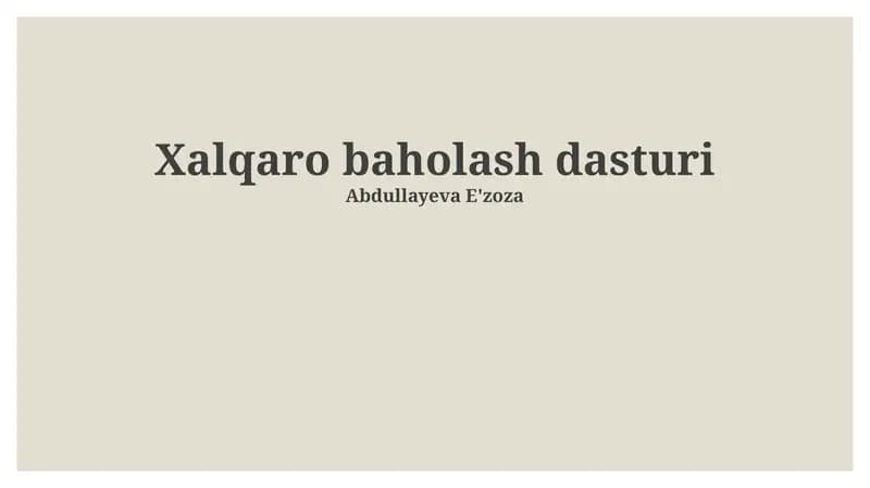 Xalqaro baholash dasturi