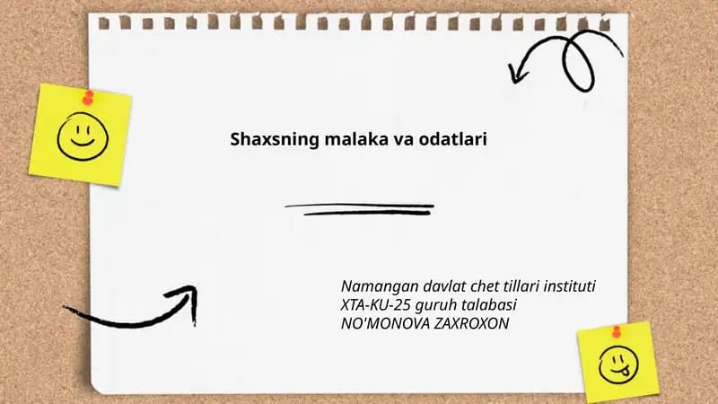 Shaxsning malaka va odatlari
