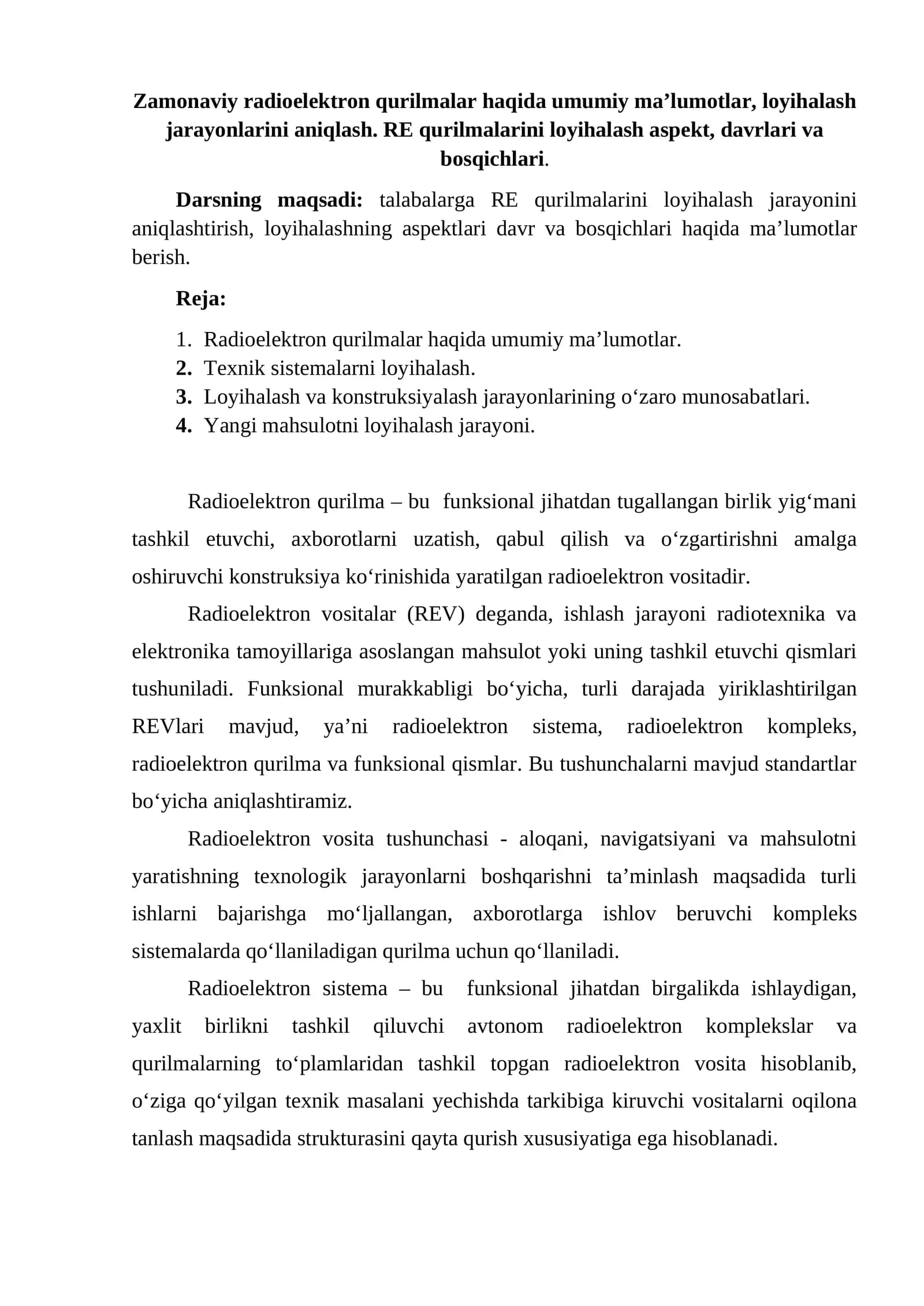 Zamonaviy radioelektron qurilmalar