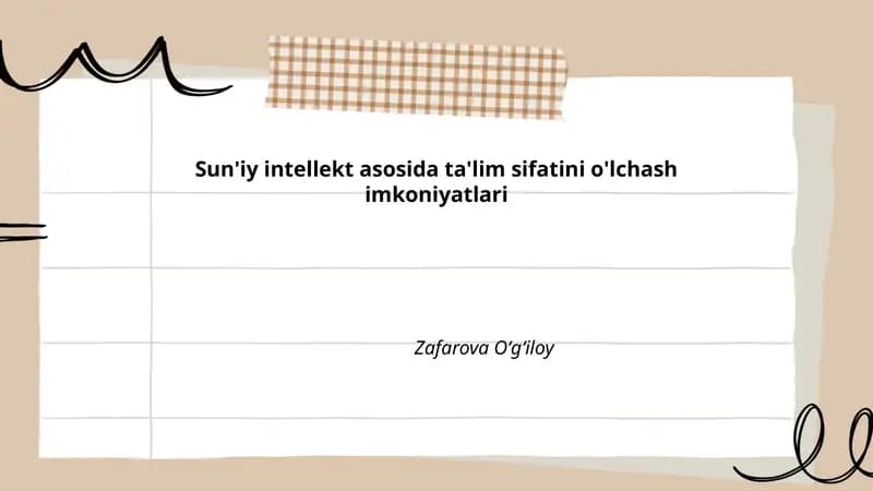 Sun'iy intellekt asosida ta'lim sifatini o'lchash imkoniyatlari