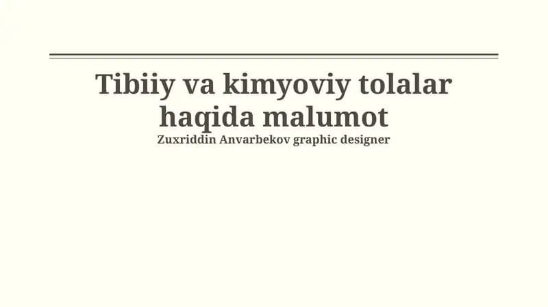 Kimyoviy va sunʼiy tolalar haqida malumot