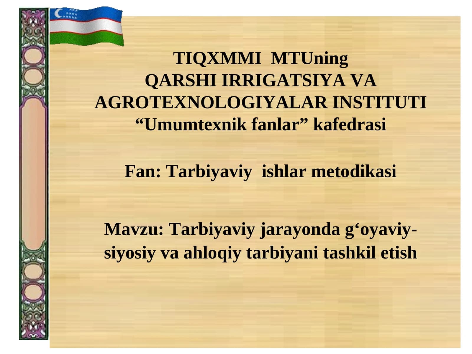 Tarbiyaviy ishlar metodikasi