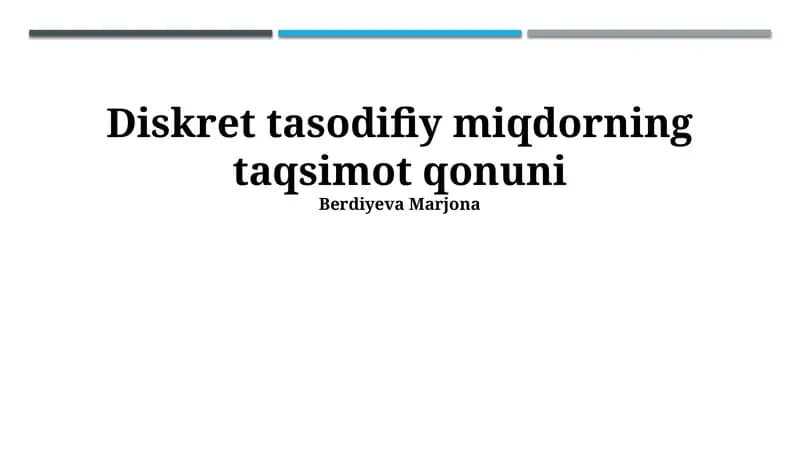 Diskret tasodifiy miqdorning taqsimot qonuni
