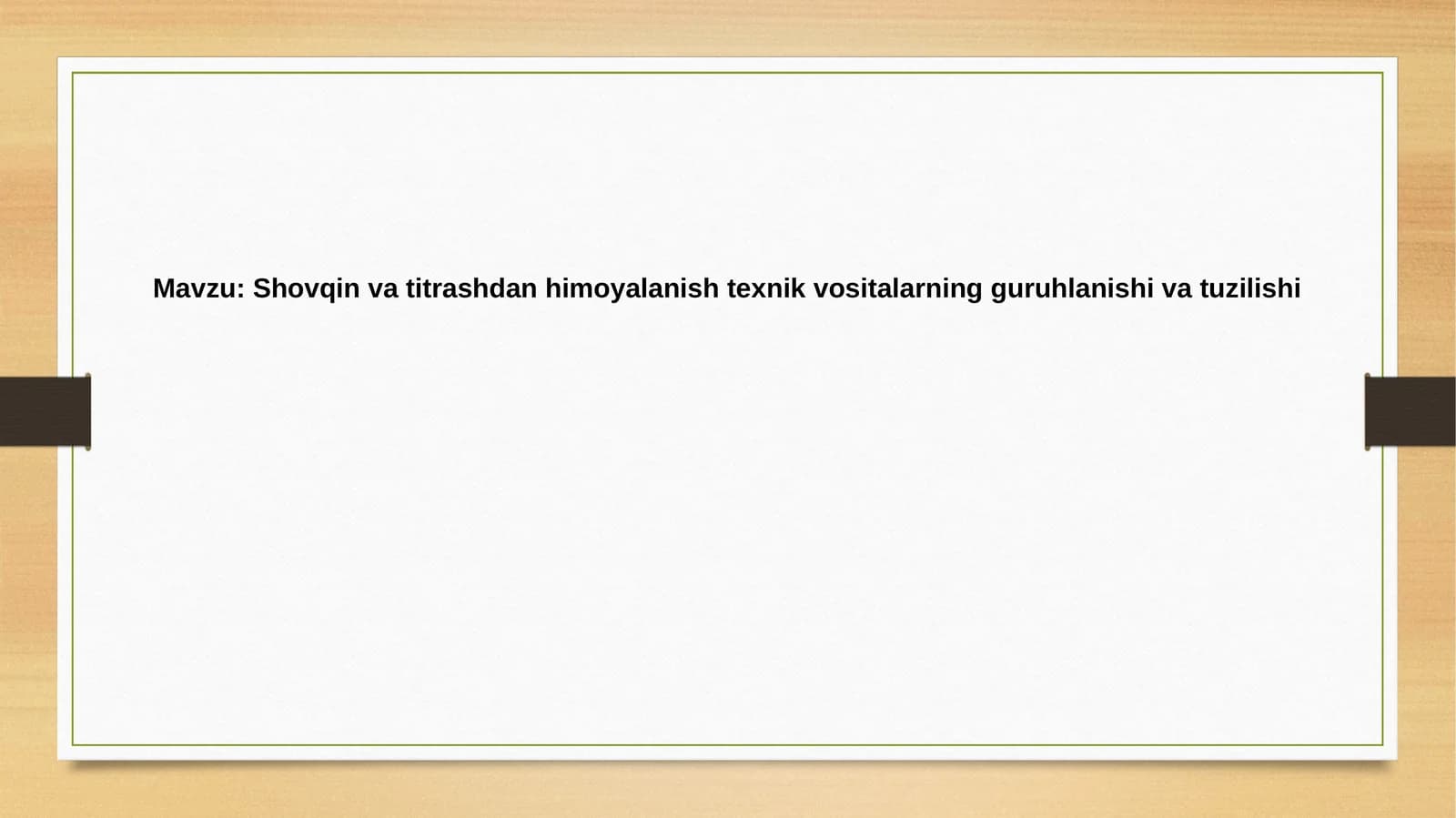 Tovush va tebranishdan himoya qilishning texnik vositalari
