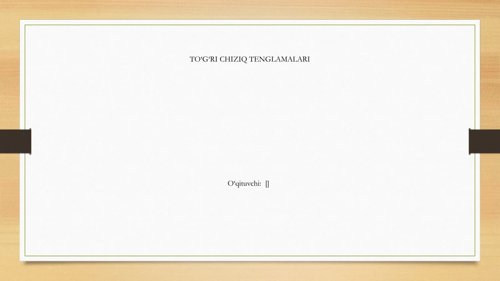To‘g‘ri Chiziq Tenglamalari