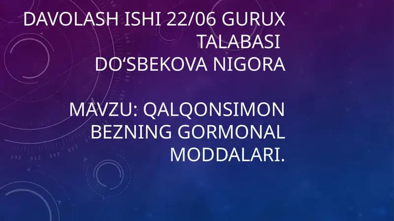 Qalqonsimon bezning gormonal moddalari