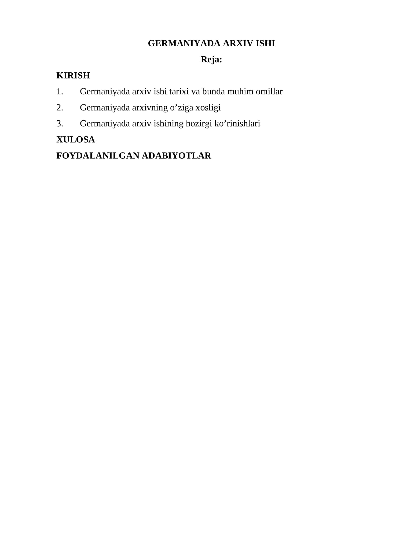 GERMANIYADA ARXIV ISHI