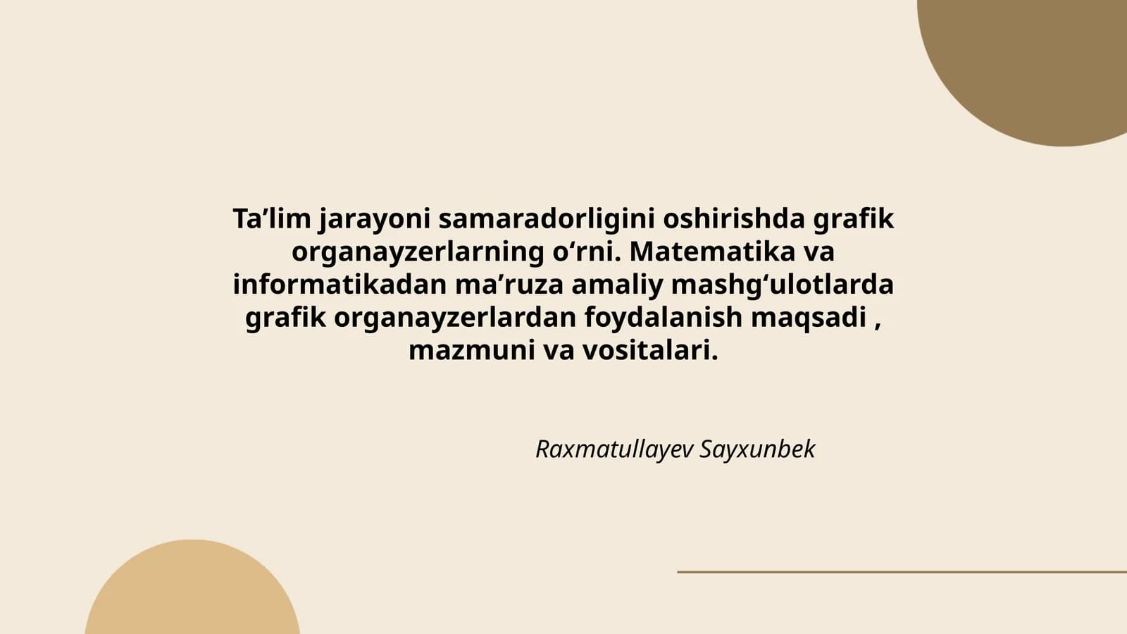 Grafik organayzerlarning oʻrni