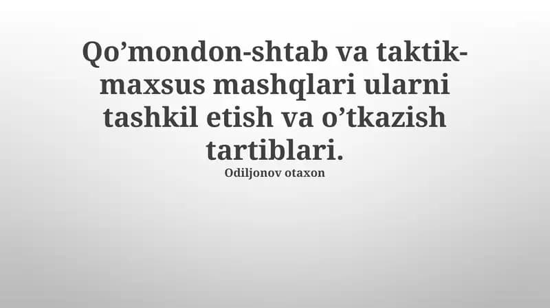 Qo'mondonlik-shtab va taktik-maxsus mashqlari