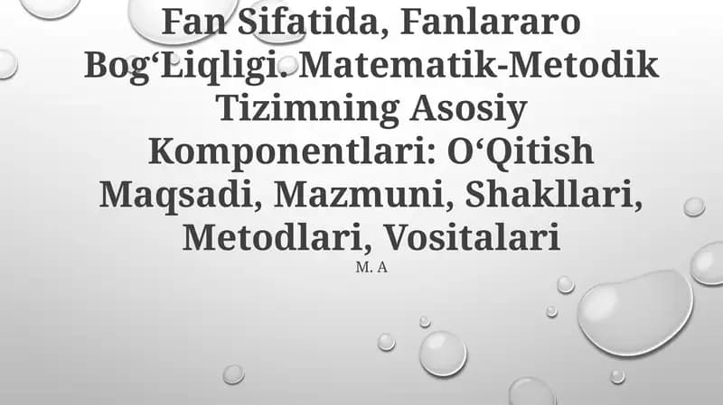 BoshlangʻIch Sinflarda Matematika OʻQitish Metodikasi