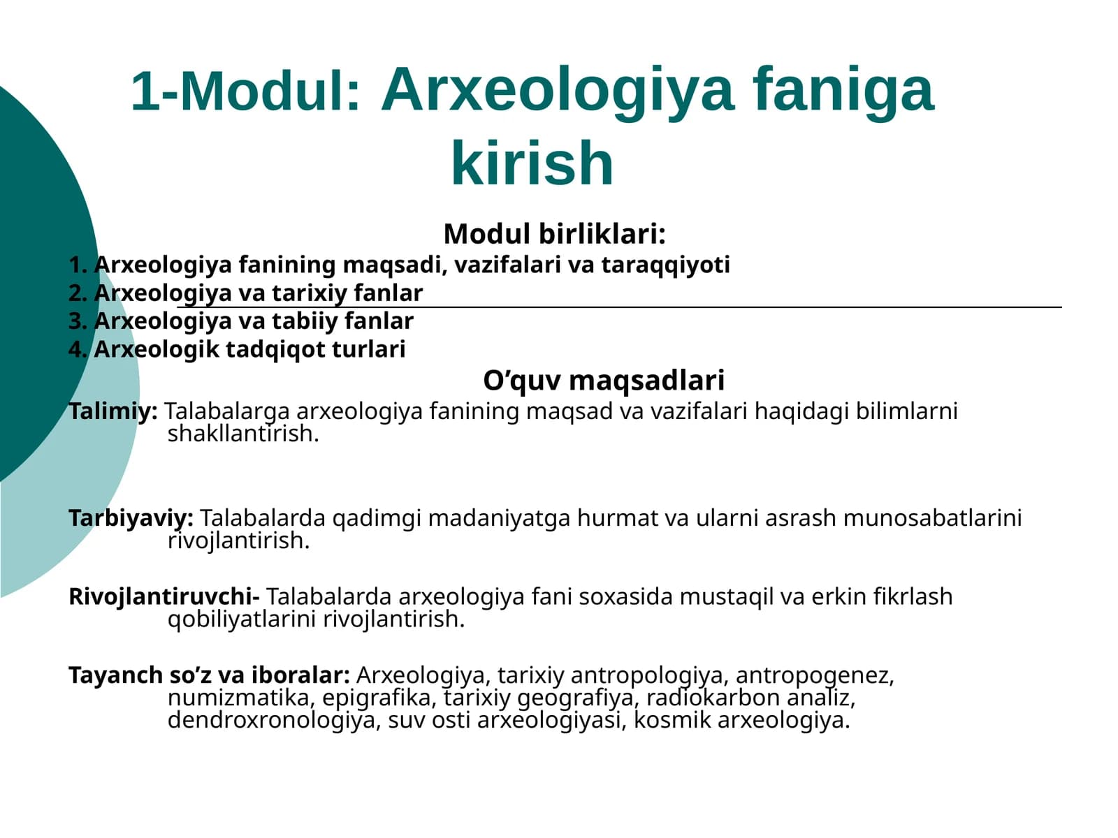 Arxeologiya fani va uning vazifalari
