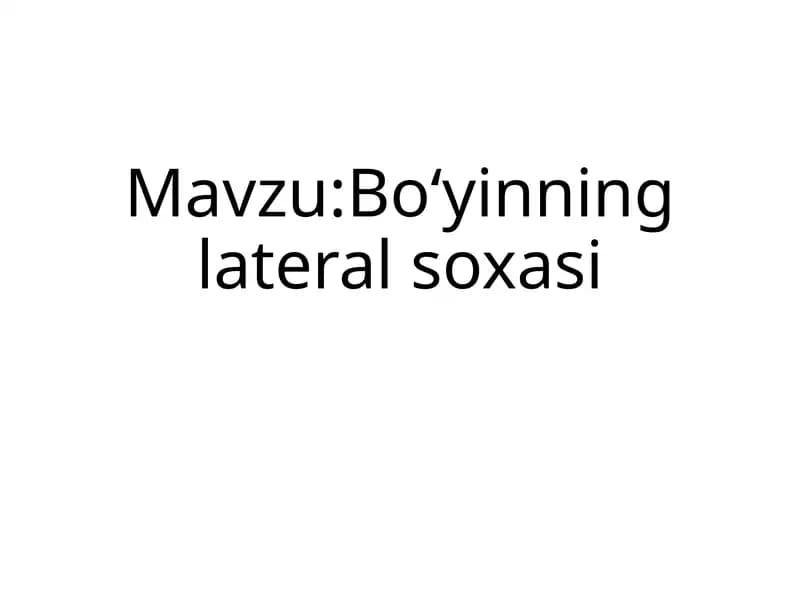 Bo‘yinning lateral soxasi
