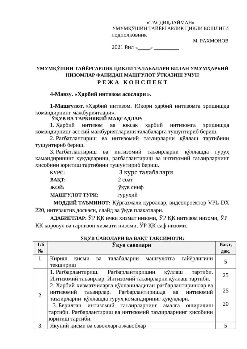 Ҳарбий интизом асослари