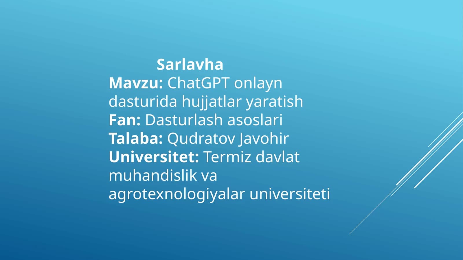 ChatGPT onlayn dastur